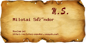 Milotai Sándor névjegykártya